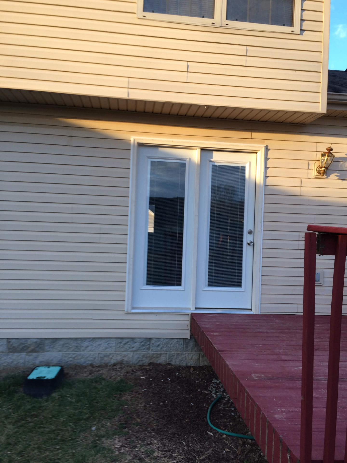 New double french patio door installed and trimmed